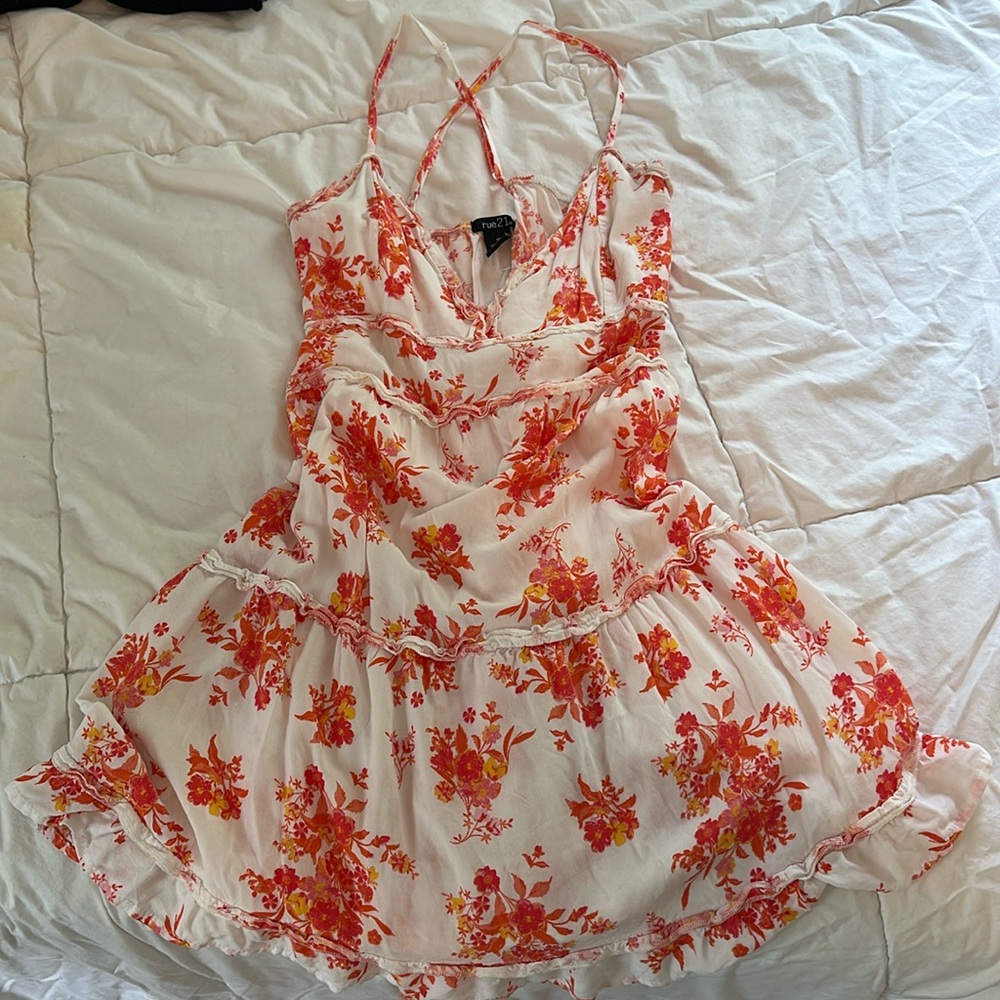 Floral Sundress with Red and Orange Flowers